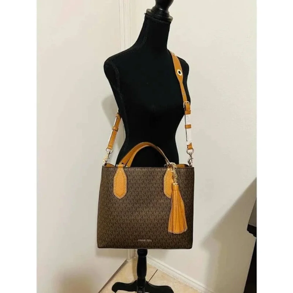 Michael Kors‎ Brooklyn Ladies Large Brown Canvas Satchel Bag